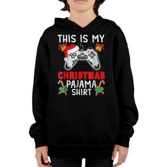 This Is My Christmas Pajama Santa Elf Video Game Controllers Youth Hoodie - Thegiftio UK