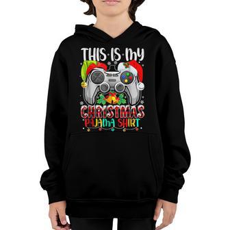 This Is My Christmas Pajama Santa Elf Video Game Controllers Youth Hoodie - Thegiftio UK