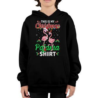 This Is My Christmas Pajama Santa Flamingo Lovers Girls Xmas Youth Hoodie - Thegiftio UK