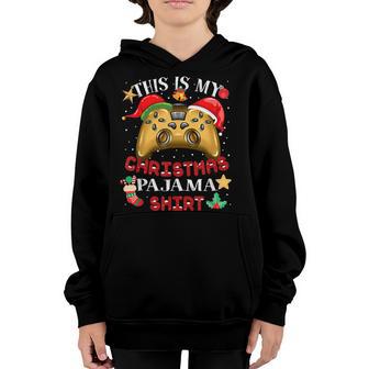 This Is My Christmas Pajama Santa Hat Gamer Video Game Boy Youth Hoodie - Thegiftio UK