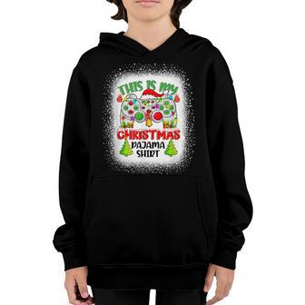 This Is My Christmas Pajama Santa Hat Gamer Video Game Youth Hoodie - Thegiftio UK