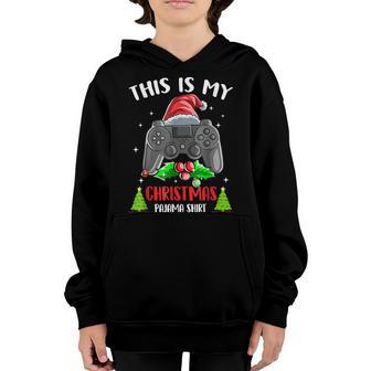 This Is My Christmas Pajama Santa Hat Gamer Video Game Youth Hoodie - Thegiftio UK