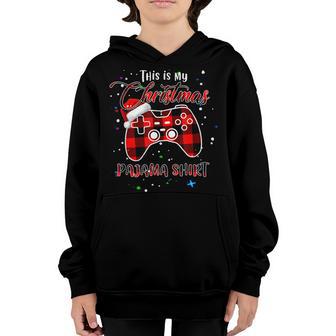 This Is My Christmas Pajama Video Game Santa Hat Gamer Xmas Youth Hoodie - Thegiftio UK