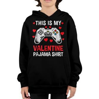 This Is My Valentine Pajama Gamer Heart Controller Youth Hoodie - Seseable