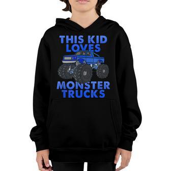 This Kid Loves Monster Trucks Funny Boys Youth Hoodie - Thegiftio UK