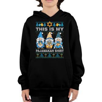 Three Gnome Hanukkah This Is My Pajamakah Boys Girls V5 Youth Hoodie - Thegiftio UK