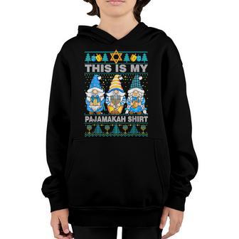 Three Gnome Hanukkah This Is My Pajamakah Boys Girls1 Youth Hoodie - Thegiftio UK