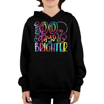 Tie Dye 100 Days Brighter Student Happy 100Th Day Of School V3 Youth Hoodie - Thegiftio UK