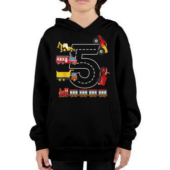 Train 5Th Birthday Boy Train 5 Year Old For Kids Toddler Youth Hoodie - Thegiftio UK