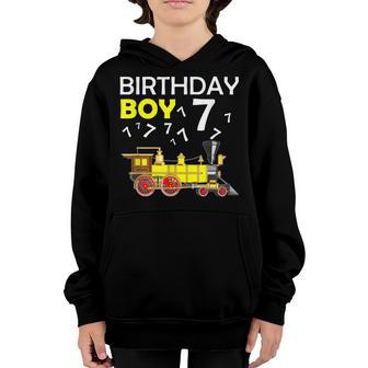 Train 7Th Birthday Boy Train 7 Year Old For Kids Toddler Youth Hoodie - Thegiftio UK