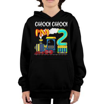 Train Choo Choo Im Two 2 Years Old Boy Kids 2Nd Birthday Youth Hoodie - Thegiftio UK