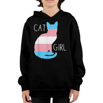 Trans Cat Girl Pride Cat Trans Flag Lgbt Pride Anime Youth Hoodie - Thegiftio UK