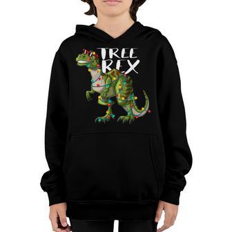 Tree Rex Christmas Gifts For Boys Kids Dinosaur Lights Xmas V2 Youth Hoodie - Thegiftio UK