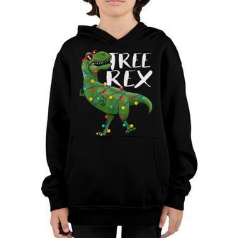 Tree Rex Christmas Gifts For Boys Kids Dinosaur Lights Xmas Youth Hoodie - Thegiftio UK