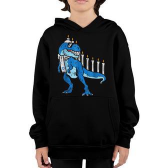 Trex Dinosaur Menorah Hanukkah Chanukah Jewish Boys Kids V2 Youth Hoodie - Thegiftio UK