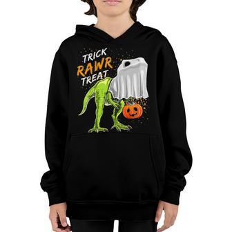 Trick Rawr Treat Halloween T Rex Dinosaur Ghost Gift Boys Youth Hoodie - Seseable