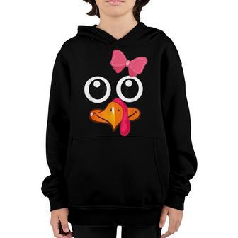 Turkey Face Cute Thanksgiving Gift For Girls Youth Hoodie - Thegiftio UK
