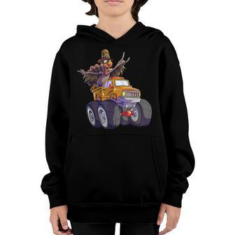 Turkey Monster Truck Thanksgiving Kids Boys Turkey Day Youth Hoodie - Thegiftio UK