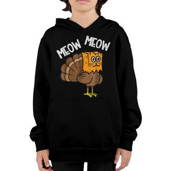 Turkey Paper Bag Meow Funny Thanksgiving Cat Men Women Kids Youth Hoodie - Thegiftio UK