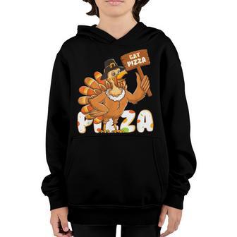 Turkey Pilgrim Eat Pizza Adult Vegan Kids Funny Thanksgiving Youth Hoodie - Thegiftio UK