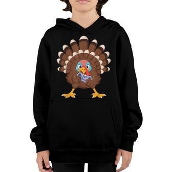 Turkey Playing Video Game Thanksgiving Gaming Gamer Boys Youth Hoodie - Thegiftio UK