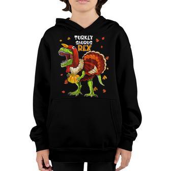 Turkey Saurus Rex Dinosaur Pumpkin Funny Thanksgiving Kids Youth Hoodie - Thegiftio UK