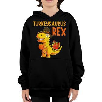 Turkeysaurus Rex Dab Turkey Dino Toddler Boys Thanksgiving V12 Youth Hoodie - Thegiftio UK