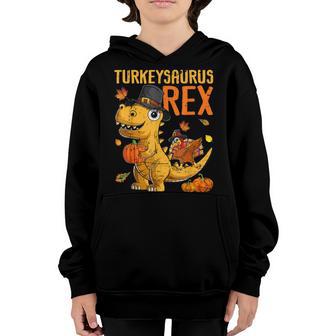 Turkeysaurus Rex Dab Turkey Dino Toddler Boys Thanksgiving V5 Youth Hoodie - Thegiftio UK