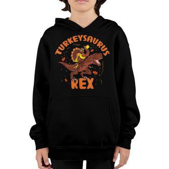 Turkeysaurus Rex Dab Turkey Dino Toddler Boys Thanksgiving V6 Youth Hoodie - Thegiftio UK