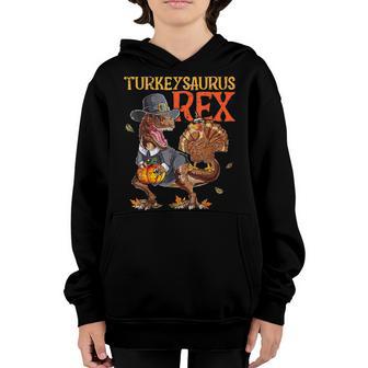Turkeysaurus Rex Dab Turkey Dino Toddler Boys Thanksgiving V7 Youth Hoodie - Thegiftio UK