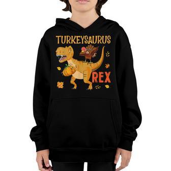 Turkeysaurus Rex Dab Turkey Dino Toddler Boys Thanksgiving V8 Youth Hoodie - Thegiftio UK