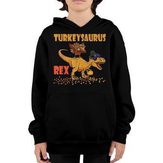 Turkeysaurus Rex Dab Turkey Dino Toddler Boys Thanksgiving V9 Youth Hoodie - Thegiftio UK