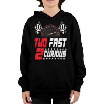 Two Fast 2 Curious Happy 2Nd Birthday Boy Decorations Bday Youth Hoodie - Thegiftio UK