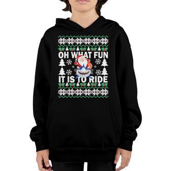 Ugly Christmas Oh What Fun It Is To Ride Shark Gifts Boys Youth Hoodie - Thegiftio UK