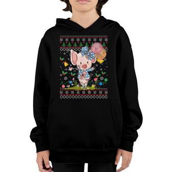 Ugly Christmas Sweater Princess Pig Xmas Girl Ns Kids Youth Hoodie - Thegiftio UK