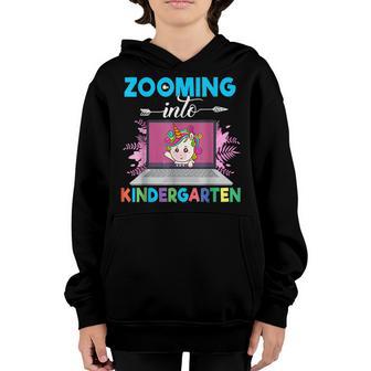 Unicorn 100 Days Of School Girls Zooming Into Kindergarten Youth Hoodie - Thegiftio UK