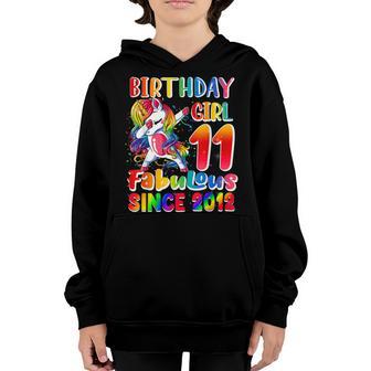 Unicorn 11 Years Old Fabulous Since 2012 11Th Birthday Girls Youth Hoodie - Thegiftio UK