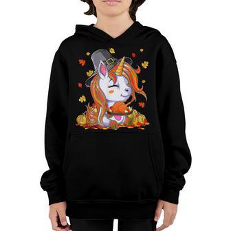 Unicorn Candy Corn Fall Little Girl Happy Thanksgiving V2 Youth Hoodie - Thegiftio UK
