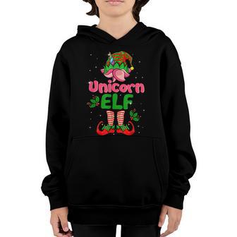 Unicorn Elf Funny Xmas Girls Toddler Christmas Matching Pjs V2 Youth Hoodie - Thegiftio UK