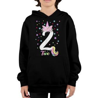 Unicorn Face Flowers 1St Birthday Girl 1 Years Old Youth Hoodie - Thegiftio UK