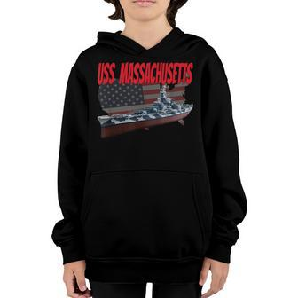 Uss Massachusetts Bb-59 Ww2 War Veteran Battleship Boy Dad Youth Hoodie - Seseable