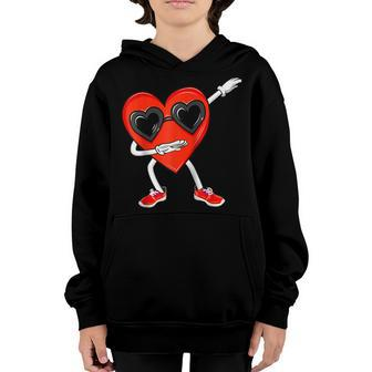 Valentines Day Dabbing Heart Funny Boys Girls Kids Dab Youth Hoodie - Seseable
