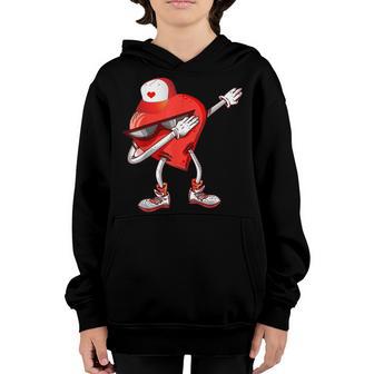Valentines Day Dabbing Heart Funny Boys Girls Kids Nager Youth Hoodie - Thegiftio UK