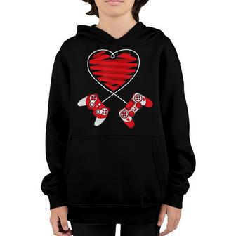 Valentines Day Gamer Controller Kids Boys Valentine Youth Hoodie - Seseable