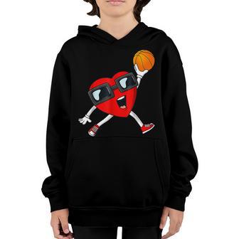 Valentines Day Heart Dunking A Basketball Boys Girls Kids V2 Youth Hoodie - Thegiftio UK