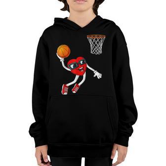Valentines Day Heart Dunking Basketball Boys Girls Kids Youth Hoodie - Thegiftio UK
