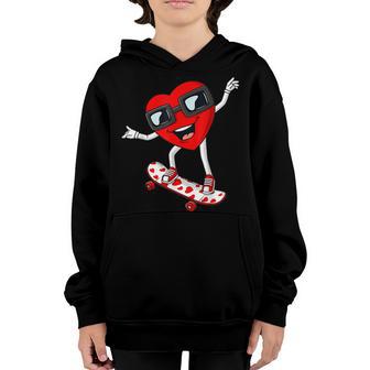 Valentines Day Heart Riding Skateboard Boys Kids N Skater Youth Hoodie - Thegiftio UK