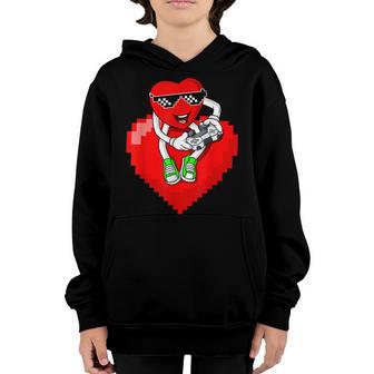 Valentines Day Heart Video Gamer Controller Boys Kids Gift Youth Hoodie - Thegiftio UK