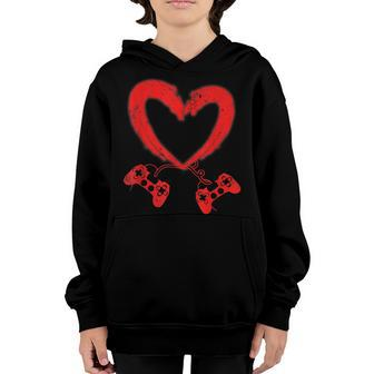 Valentines Day Heart Video Games Funny Love Gamer Boy Men V2 Youth Hoodie - Seseable