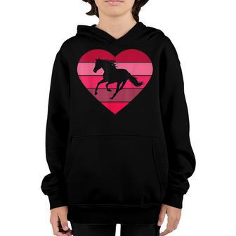 Valentines Day Horse Lover Retro Vintage Heart Women Girls Youth Hoodie - Thegiftio UK